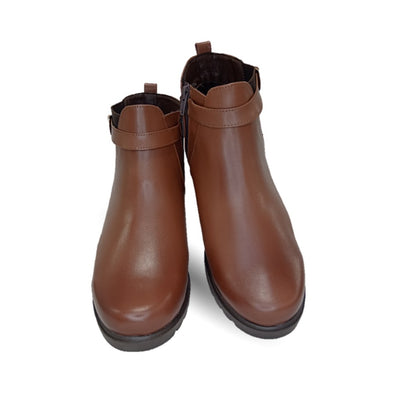 Bota Casual de moda de piel bovino con cuña mediana Pullman 436 Camel para mujer