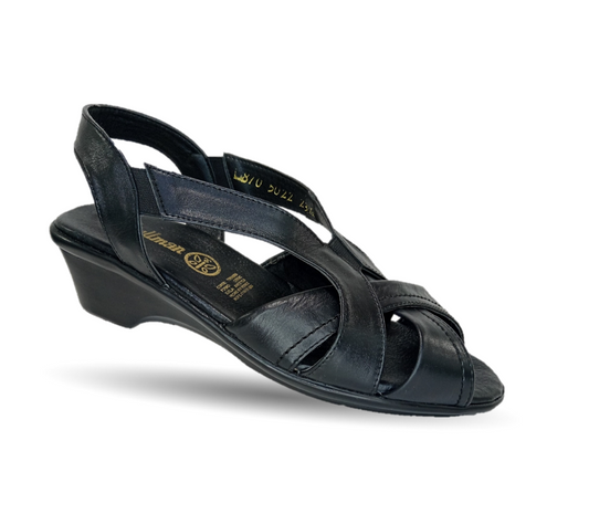 Sandalia de Confort de piel de ternera Pullman 5022 Negro para mujer
