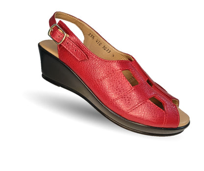 Sandalia de Confort de piel de ternera Pullman 5033 Rojo de mujer