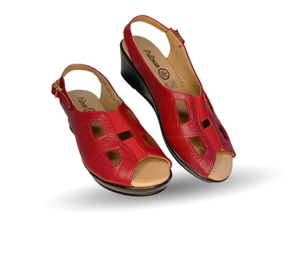 Sandalia de Confort de piel de ternera Pullman 5033 Rojo de mujer