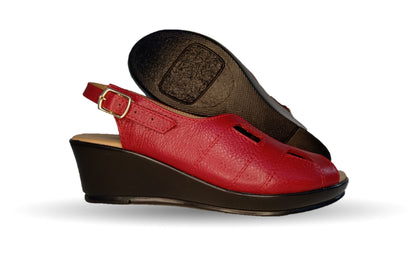 Sandalia de Confort de piel de ternera Pullman 5033 Rojo de mujer