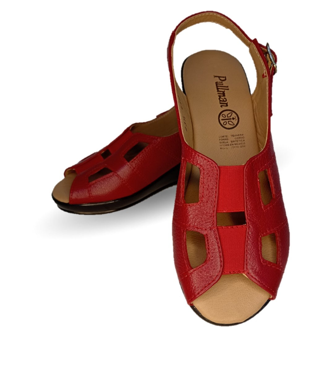 Sandalia de Confort de piel de ternera Pullman 5033 Rojo de mujer