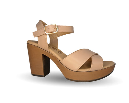 Sandalia Casual de piel de ternera con tacón alto Pullman 6507 Maquillaje para mujer