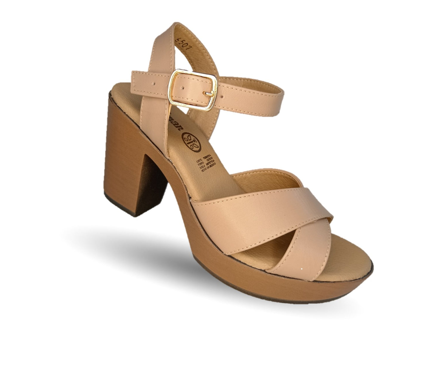 Sandalia Casual de piel de ternera con tacón alto Pullman 6507 Maquillaje para mujer