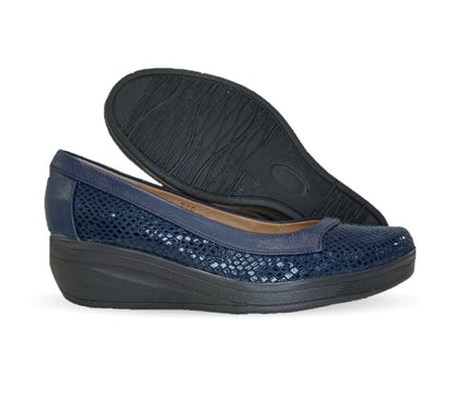 Zapato de Confort de piel de ternera Pullman 700 Azul Marino para mujer