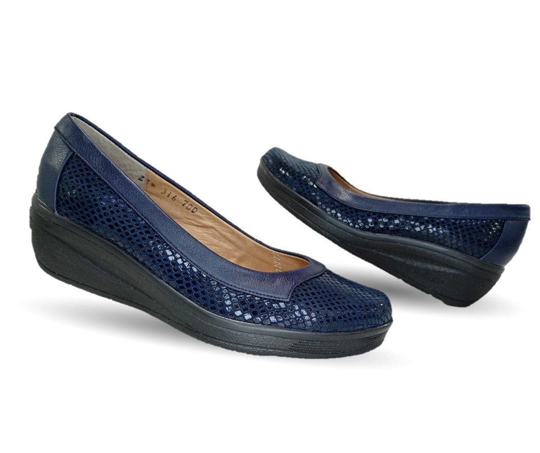 Zapato de Confort de piel de ternera Pullman 700 Azul Marino para mujer