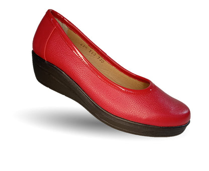 Zapato de Confort y Casual de piel de ternera con suela extra ligera Pullman 720 Rojo para mujer