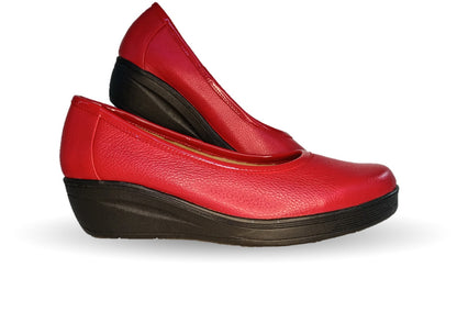 Zapato de Confort y Casual de piel de ternera con suela extra ligera Pullman 720 Rojo para mujer