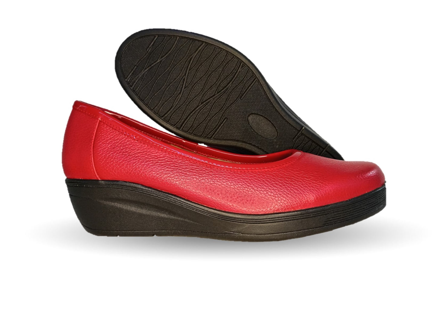 Zapato de Confort y Casual de piel de ternera con suela extra ligera Pullman 720 Rojo para mujer
