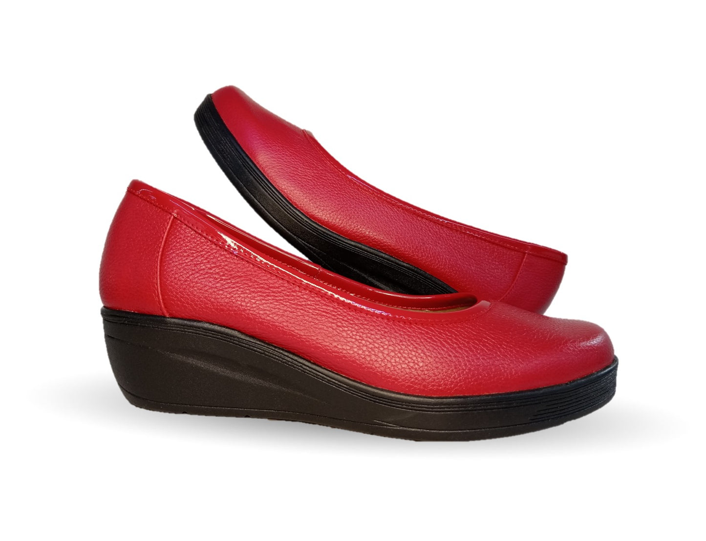 Zapato de Confort y Casual de piel de ternera con suela extra ligera Pullman 720 Rojo para mujer