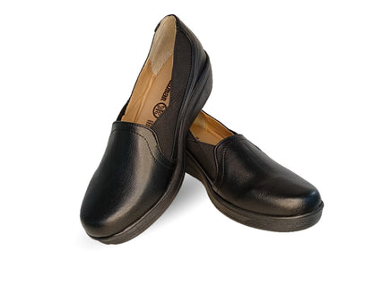 Zapato de Confort y Casual de piel de ternera con suela extra ligera Pullman 721 Negro para mujer