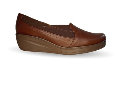 Zapato de Confort y Casual de piel de ternera con suela extra ligera Pullman 721 Roble para mujer