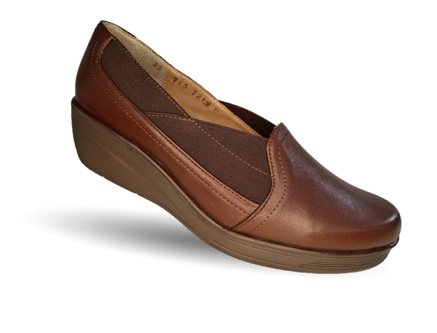 Zapato de Confort y Casual de piel de ternera con suela extra ligera Pullman 721 Roble para mujer