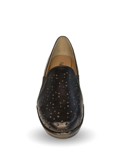 Zapato de Confort y Casual de piel de ternera con suela extra ligera Pullman 722 Negro para mujer