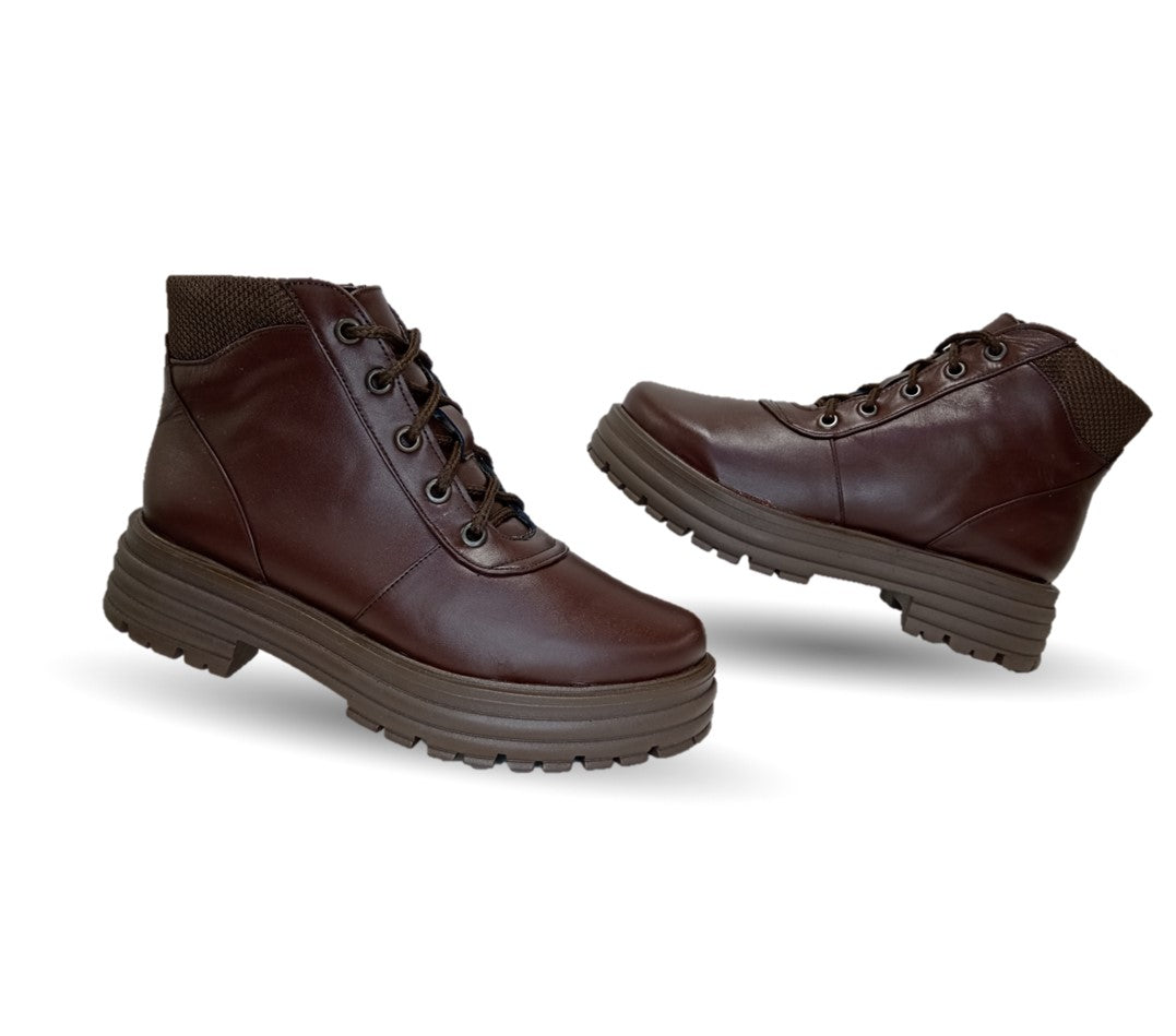 Bota Casual de moda de piel bovino Pullman 7501 Roble para mujer