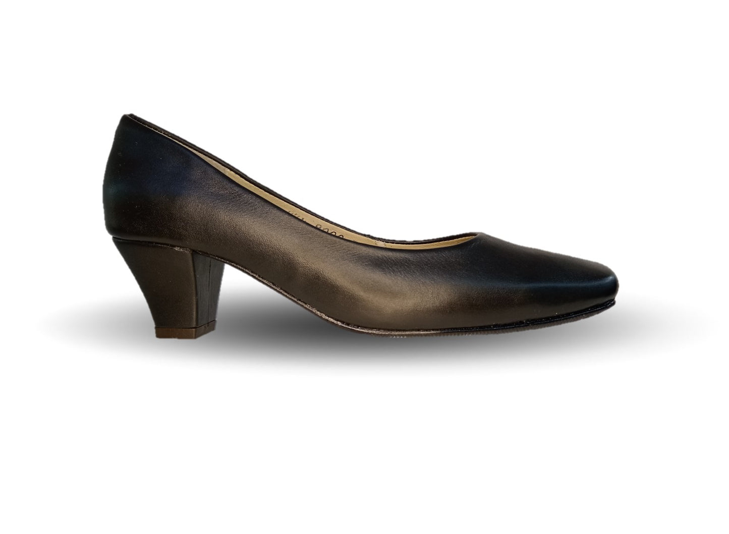 Zapatilla de Vestir y Confort de piel de ternera con tacón bajo Pullman 8000 Negro para mujer