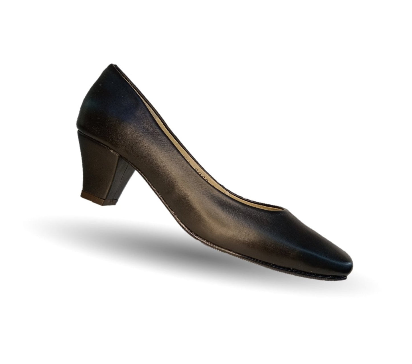 Zapatilla de Vestir y Confort de piel de ternera con tacón bajo Pullman 8000 Negro para mujer