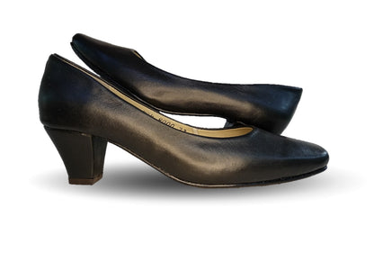 Zapatilla de Vestir y Confort de piel de ternera con tacón bajo Pullman 8000 Negro para mujer