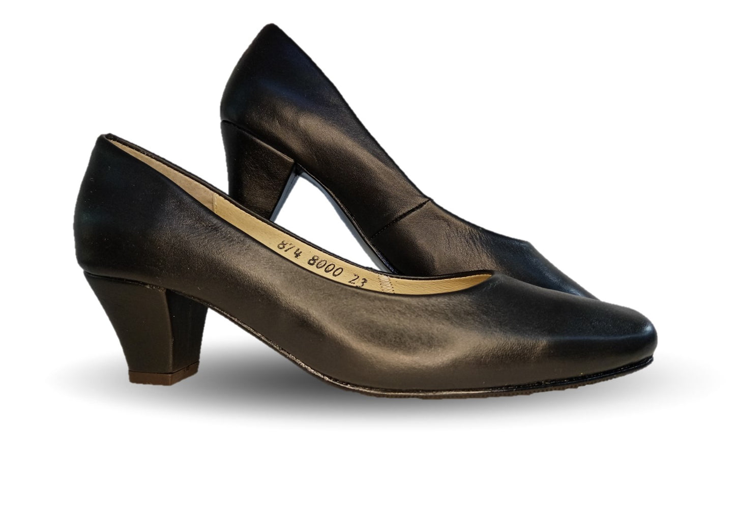 Zapatilla de Vestir y Confort de piel de ternera con tacón bajo Pullman 8000 Negro para mujer