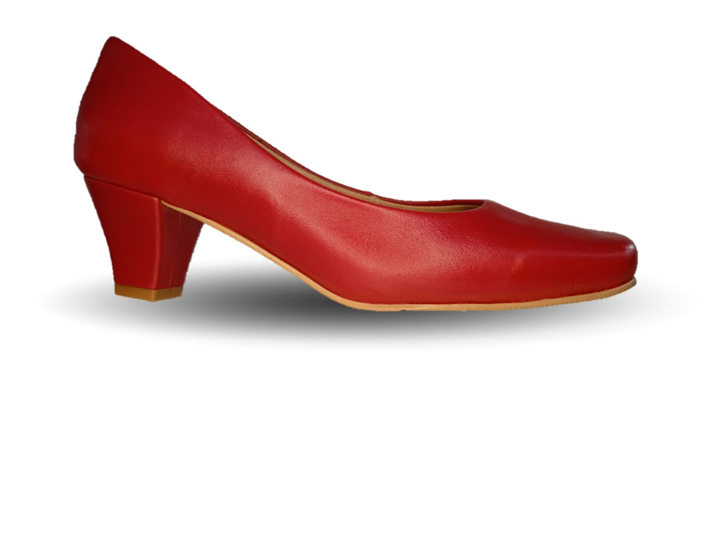 Zapatilla de Vestir y Confort de piel de ternera con tacón bajo Pullman 8000 Rojo para mujer