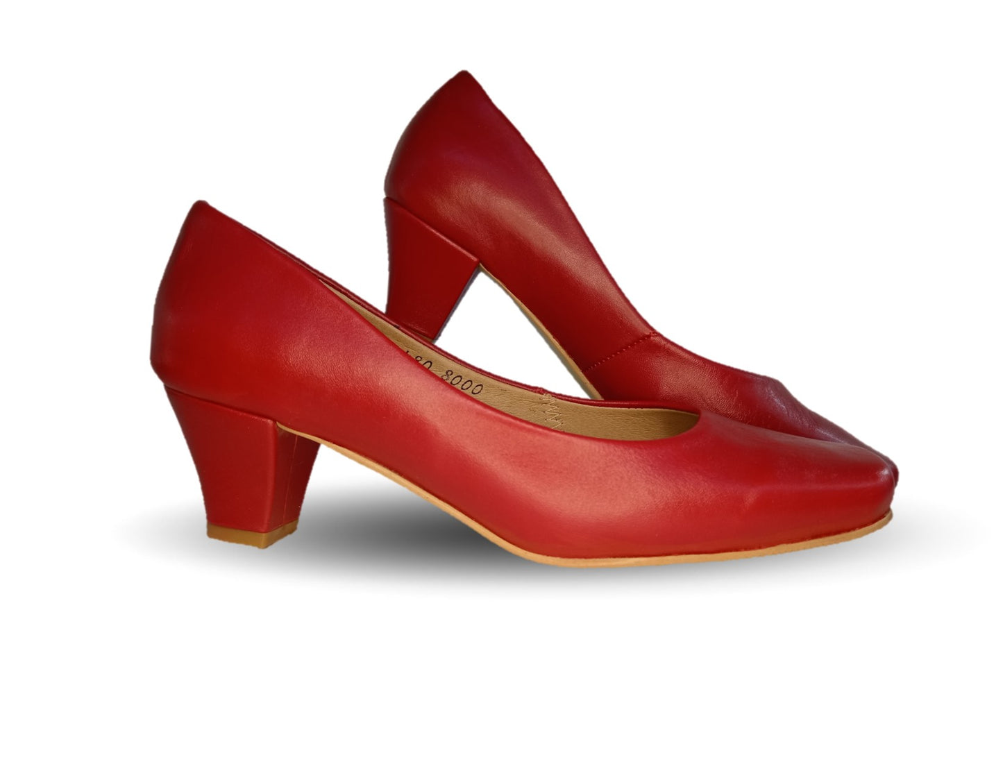 Zapatilla de Vestir y Confort de piel de ternera con tacón bajo Pullman 8000 Rojo para mujer