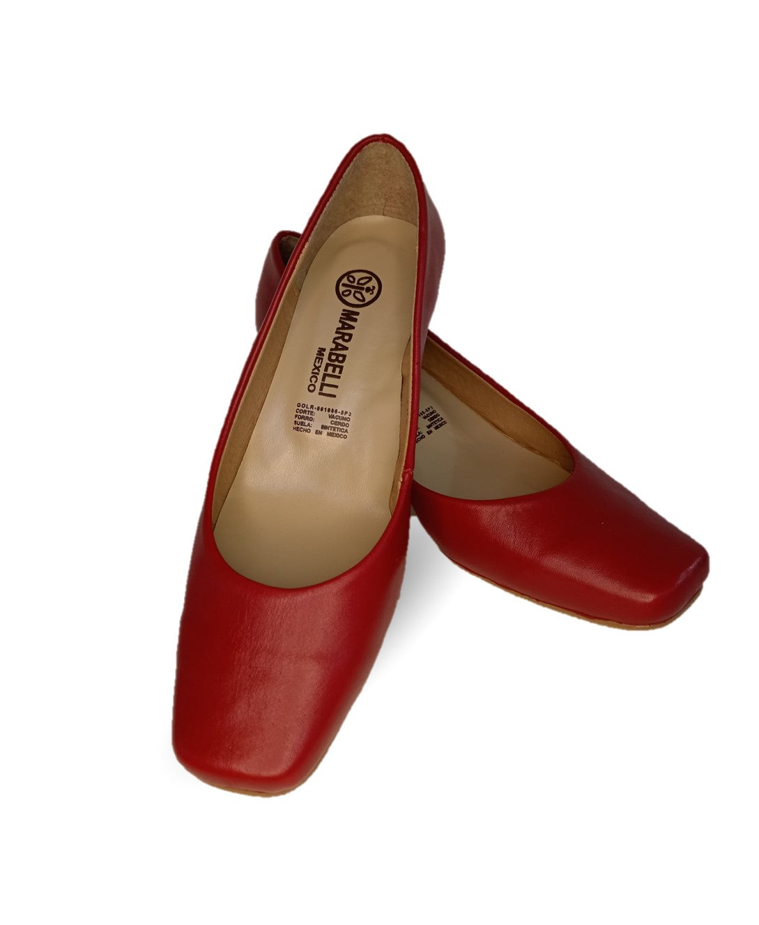 Zapatilla de Vestir y Confort de piel de ternera con tacón bajo Pullman 8000 Rojo para mujer