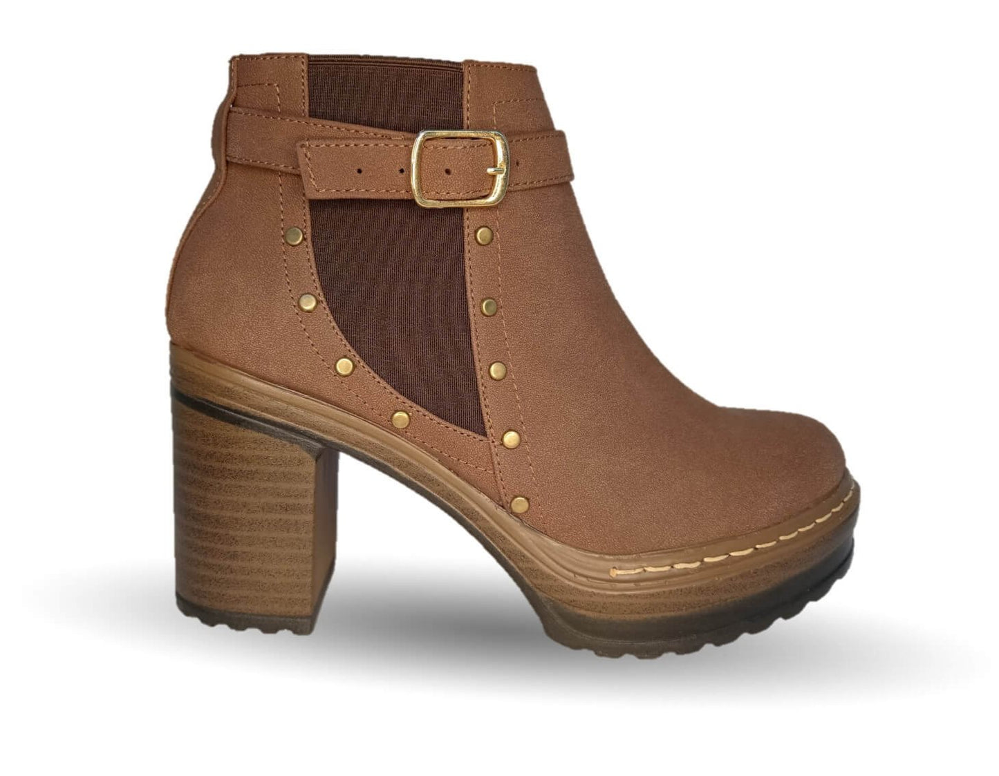 Bota Casual de moda de piel de ternera con tacón alto Pullman 8500 Hunting Madera para mujer