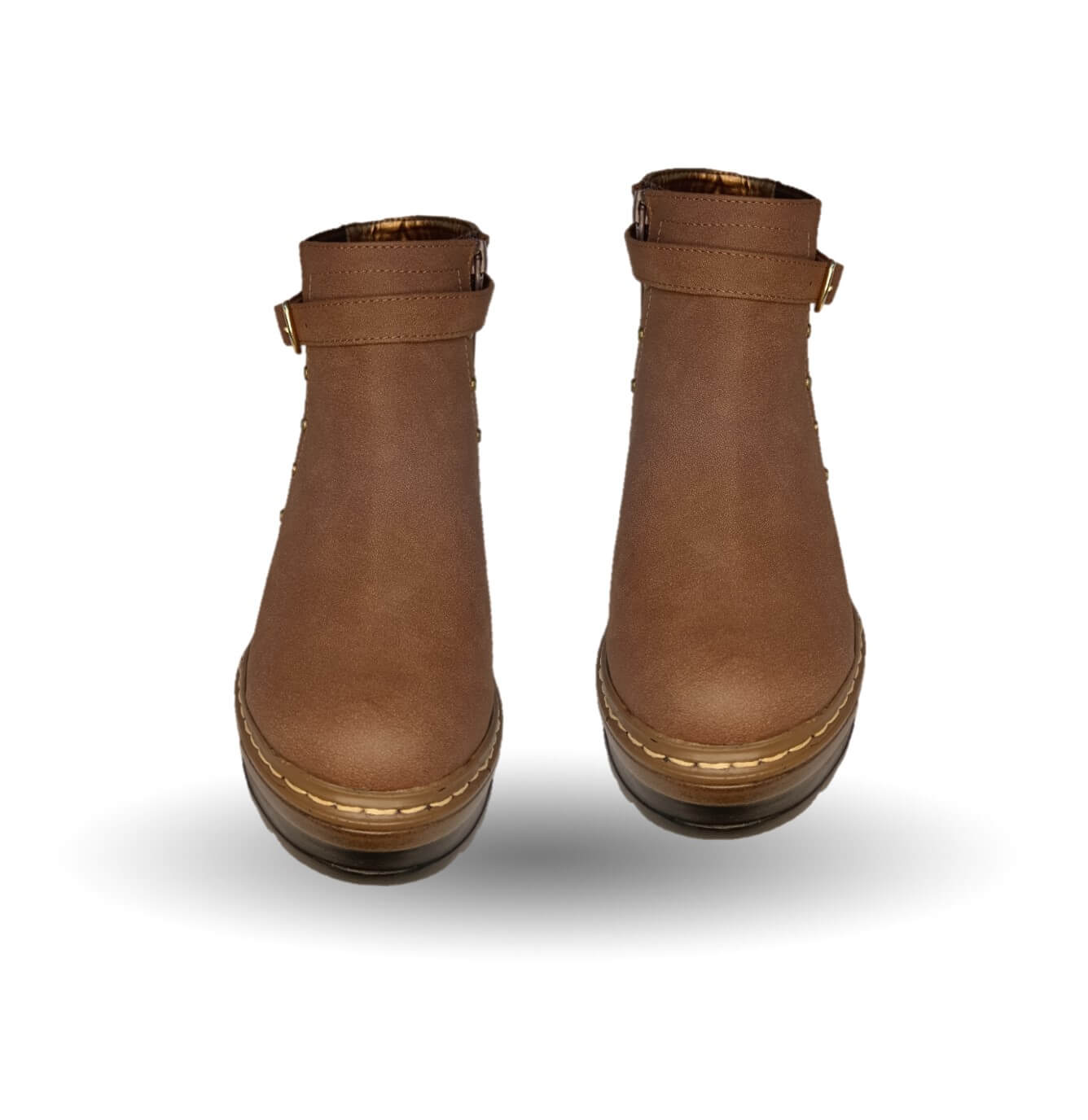 Bota Casual de moda de piel de ternera con tacón alto Pullman 8500 Hunting Madera para mujer