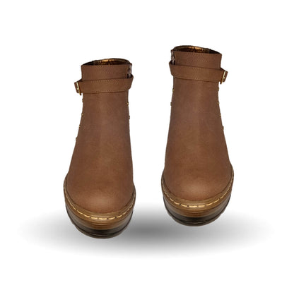 Bota Casual de moda de piel de ternera con tacón alto Pullman 8500 Hunting Madera para mujer