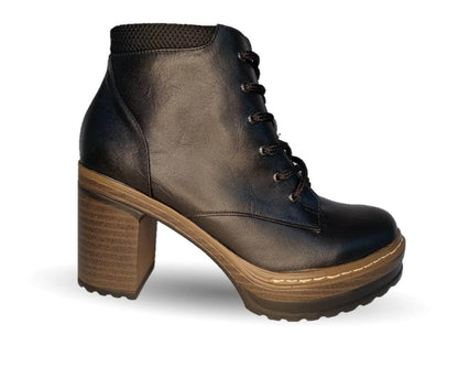 Bota Casual de moda de piel de ternera con tacón alto Pullman 8501 Negro para mujer