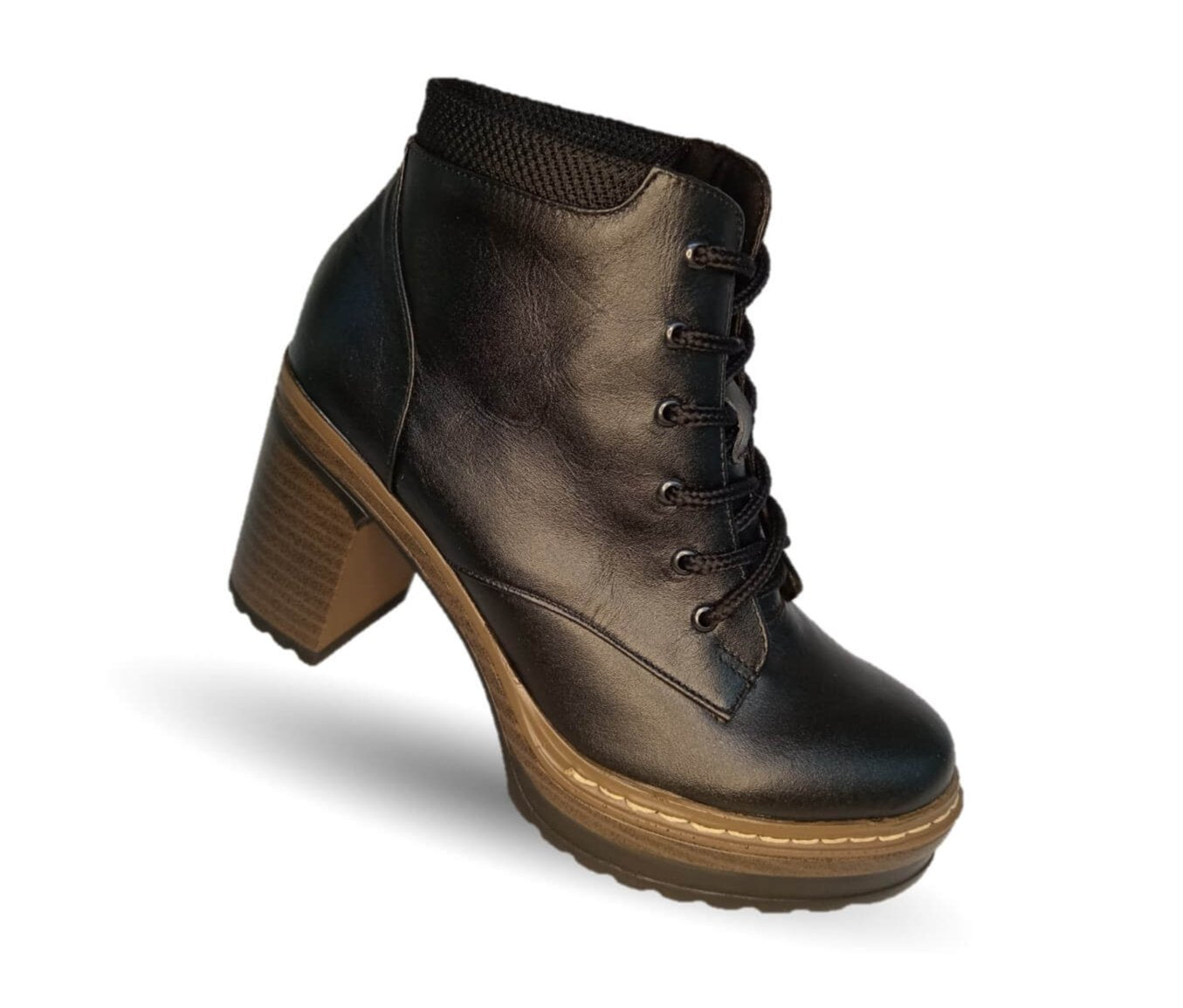 Bota Casual de moda de piel de ternera con tacón alto Pullman 8501 Negro para mujer