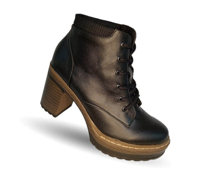 Bota Casual de moda de piel de ternera con tacón alto Pullman 8501 Negro para mujer