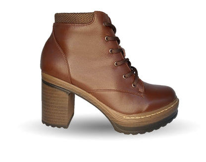 Bota Casual de moda de piel de ternera con tacón alto Pullman 8501 Roble para mujer