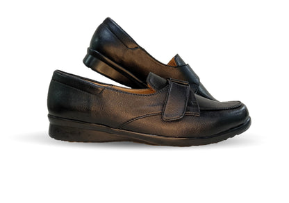 Zapato Casual y Escolar de piel de ternera con contactel Pullman 8998 Negro para mujer