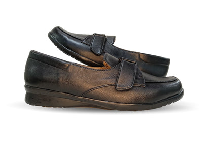 Zapato Casual y Escolar de piel de ternera con contactel Pullman 8998 Negro para mujer