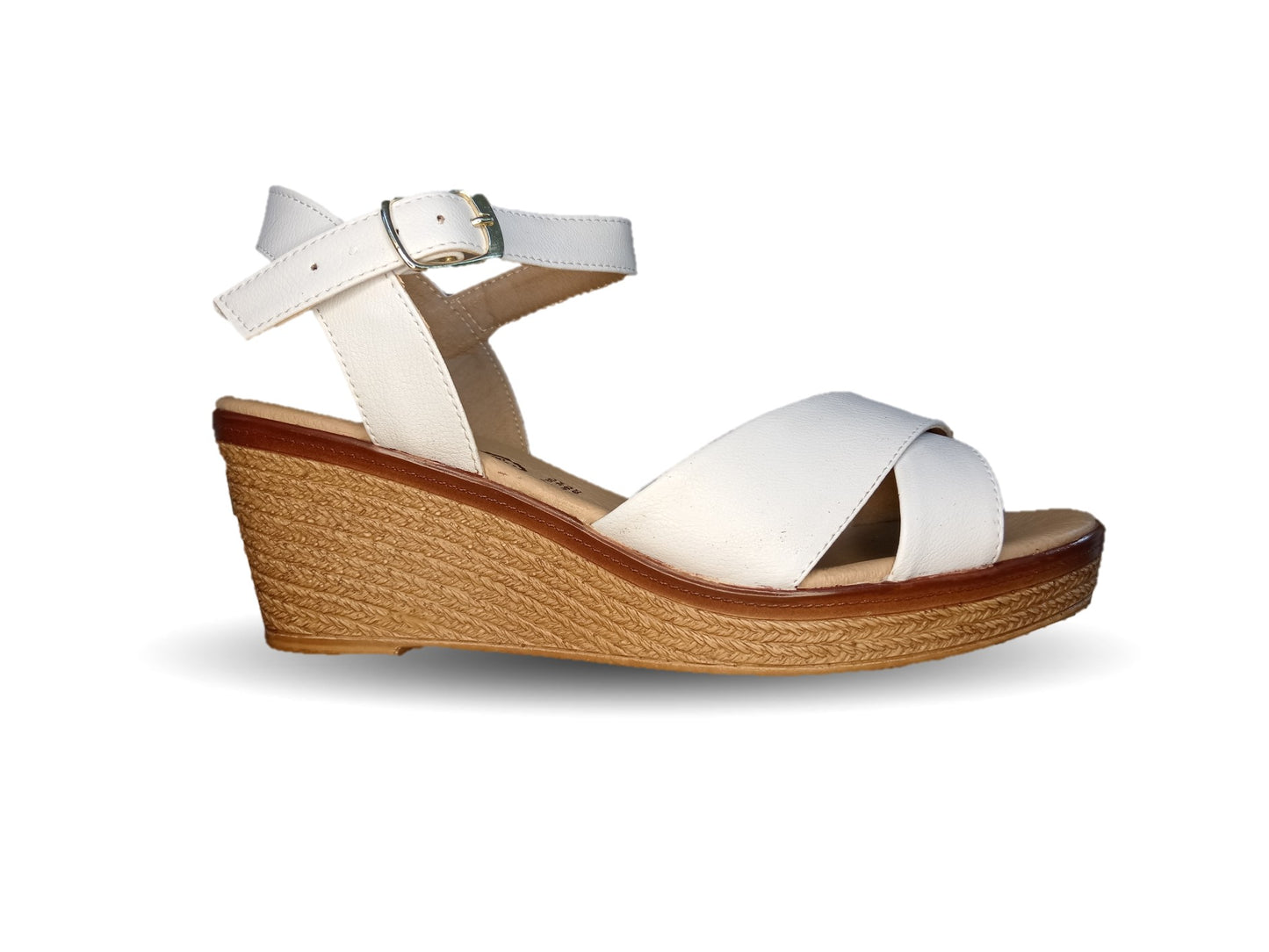 Sandalia de Confort y Casual de piel de ternera con cuña mediana Pullman 952 Blanco para mujer