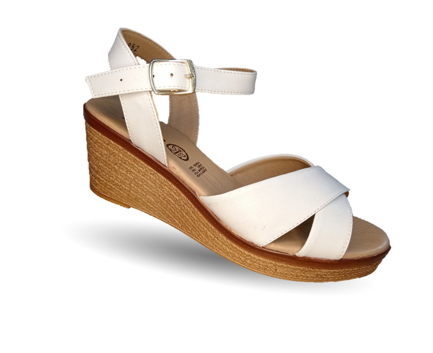 Sandalia de Confort y Casual de piel de ternera con cuña mediana Pullman 952 Blanco para mujer