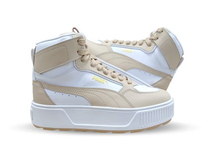 Tenis Urbano tipo Bota de moda con plataforma Puma 1304 Blanco/Camel para mujer