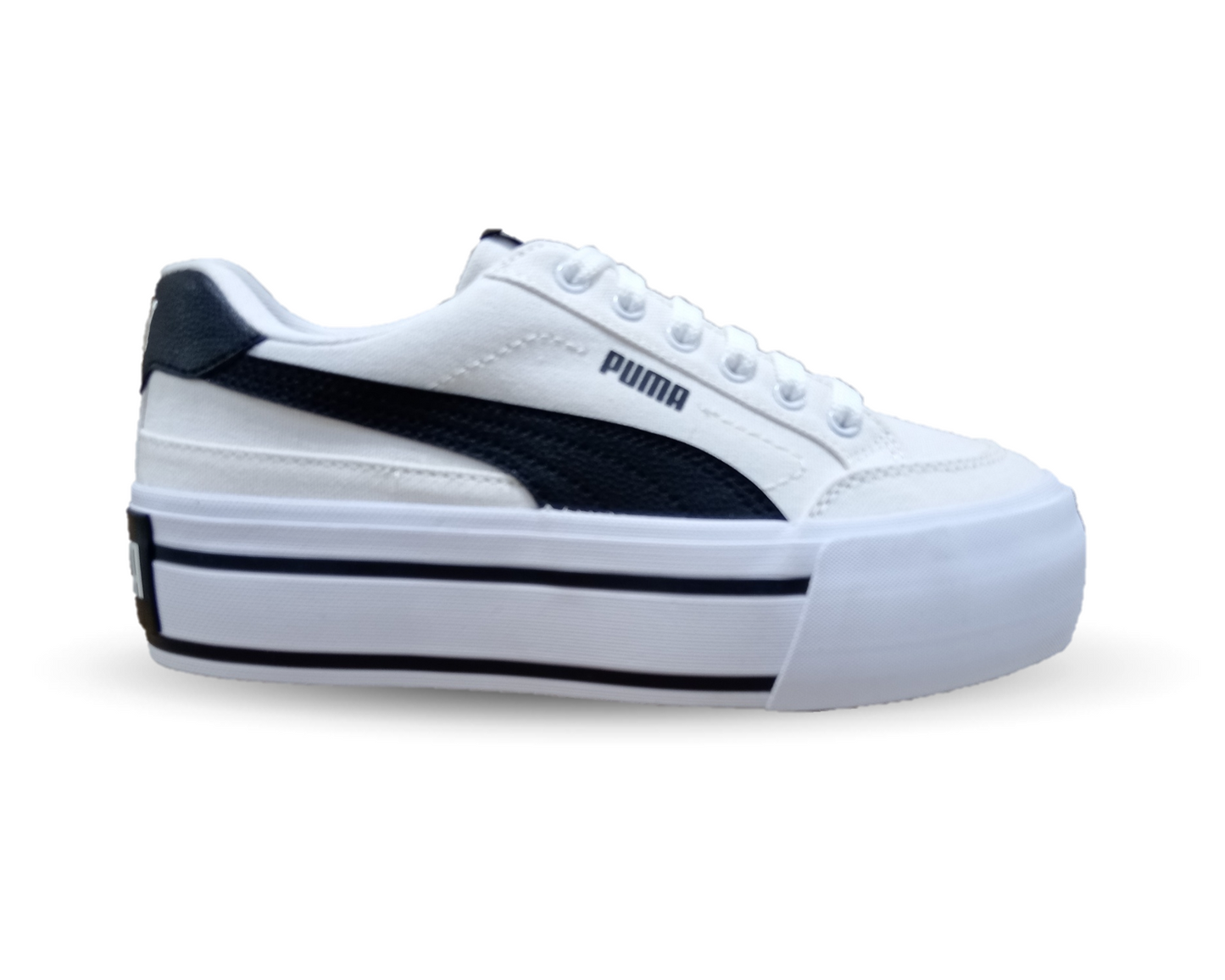 Tenis Urbano textil con plataforma Puma 2901 Blanco/Negro para mujer