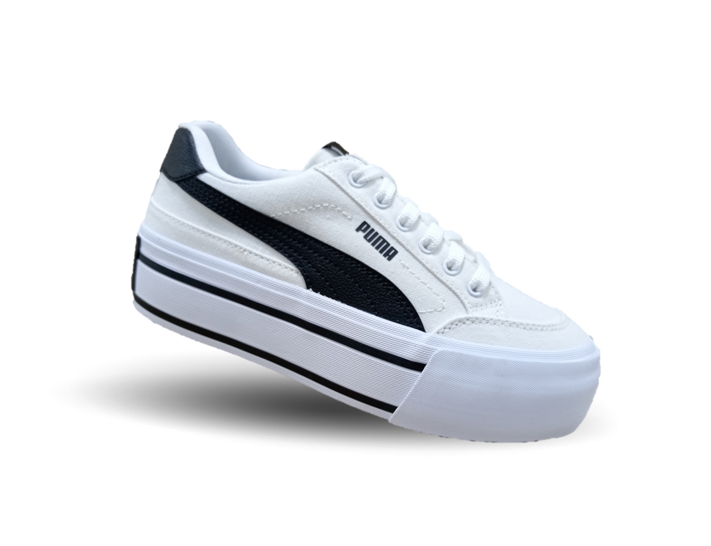 Tenis Urbano textil con plataforma Puma 2901 Blanco/Negro para mujer