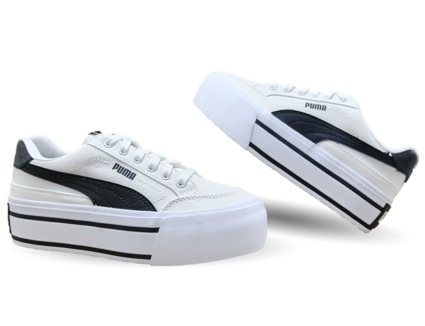 Tenis Urbano textil con plataforma Puma 2901 Blanco/Negro para mujer
