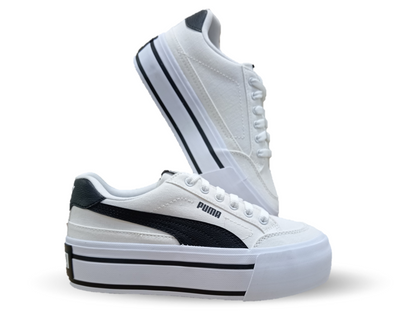 Tenis Urbano textil con plataforma Puma 2901 Blanco/Negro para mujer