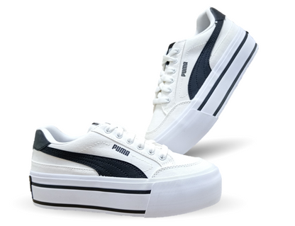 Tenis Urbano textil con plataforma Puma 2901 Blanco/Negro para mujer