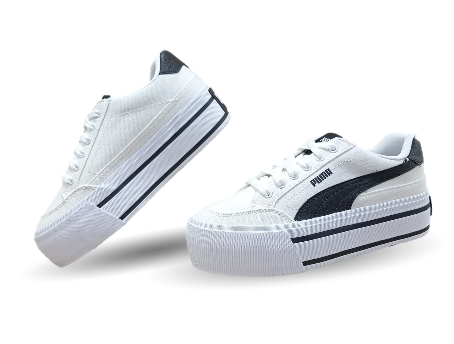 Tenis Urbano textil con plataforma Puma 2901 Blanco/Negro para mujer