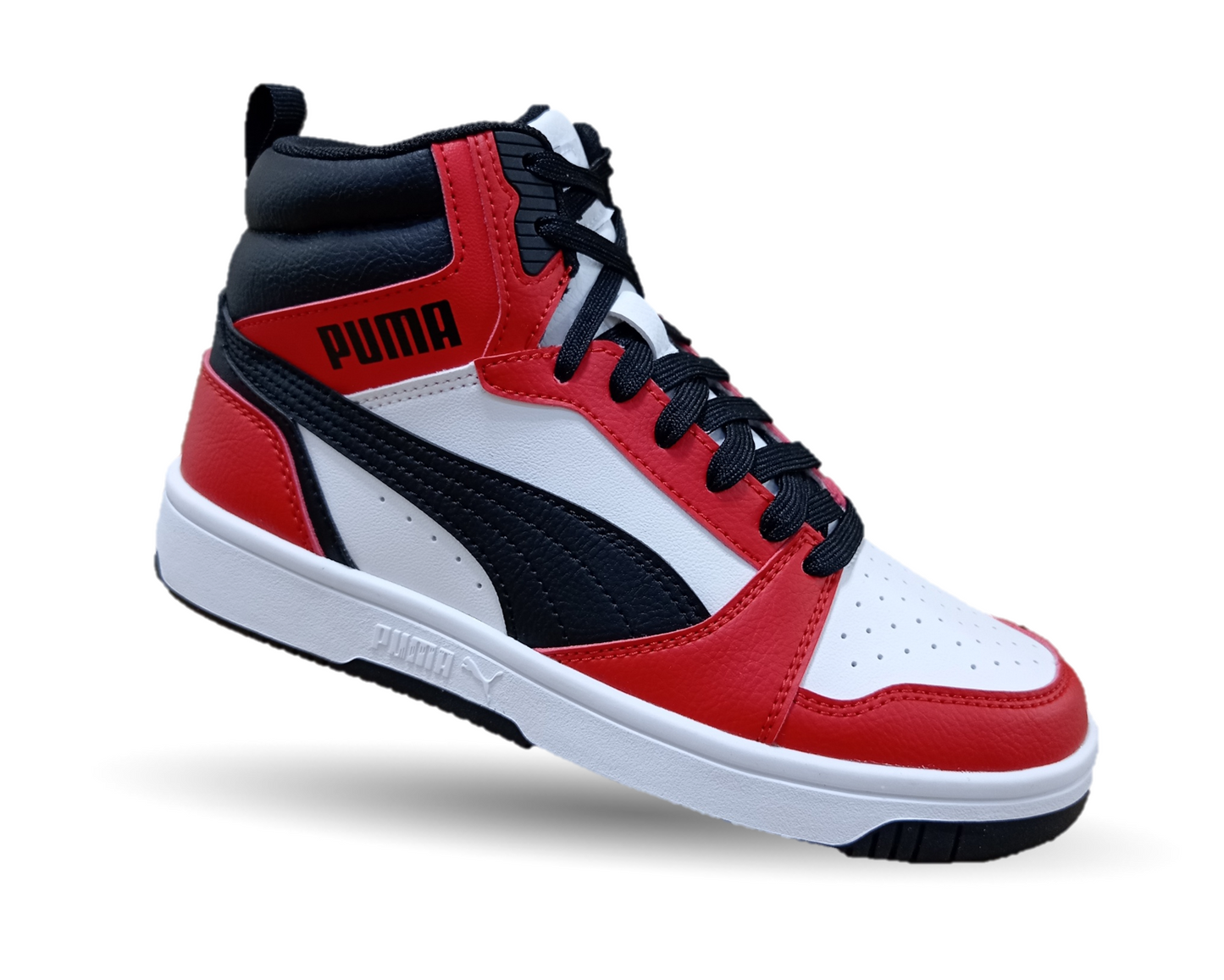 Tenis Urbano Puma 3103 Blanco/Negro/Rojo Unisex para mujer y junior