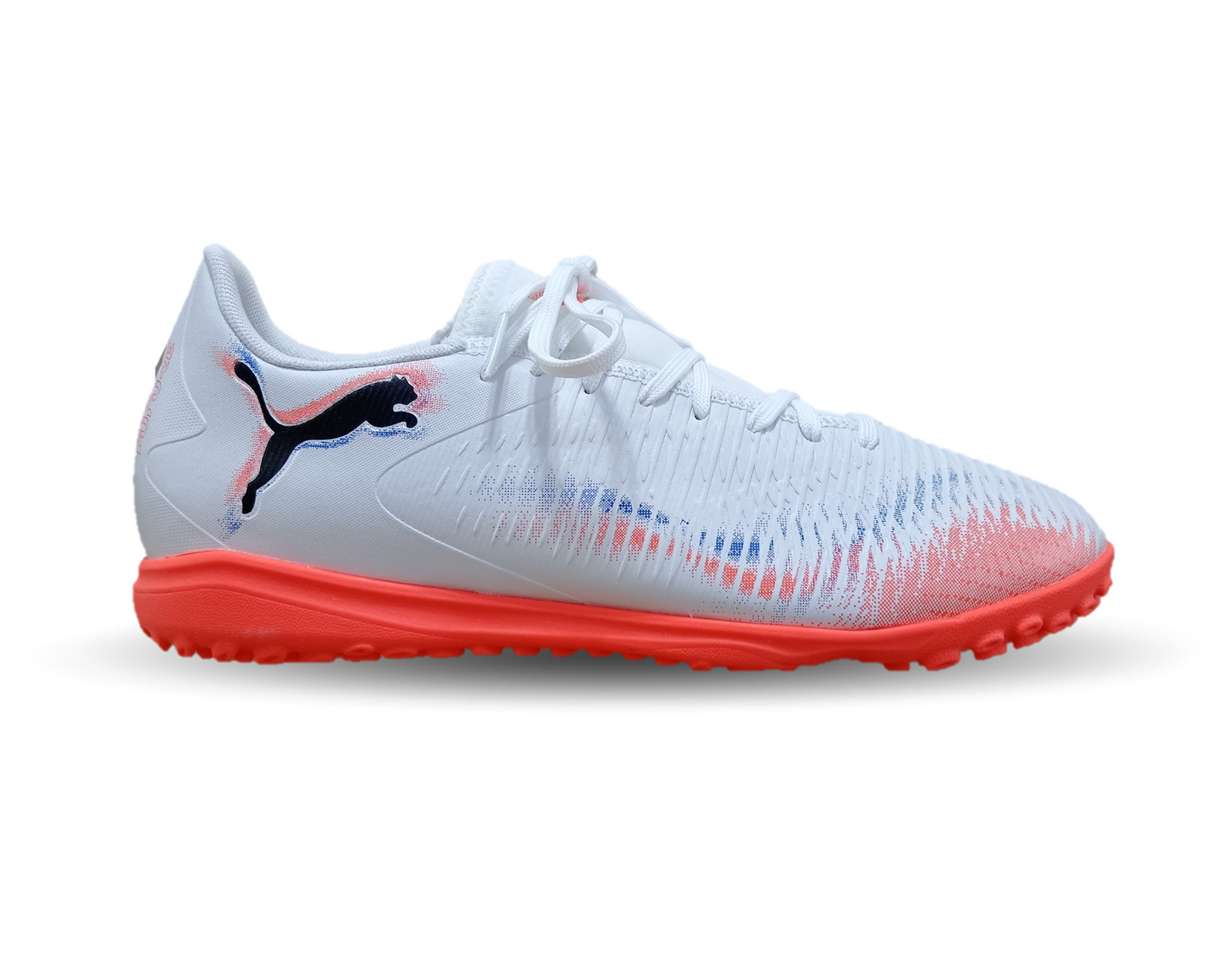 Tenis de Futbol con multitacos Puma 0501 Blanco/Negro/Naranja para hombre