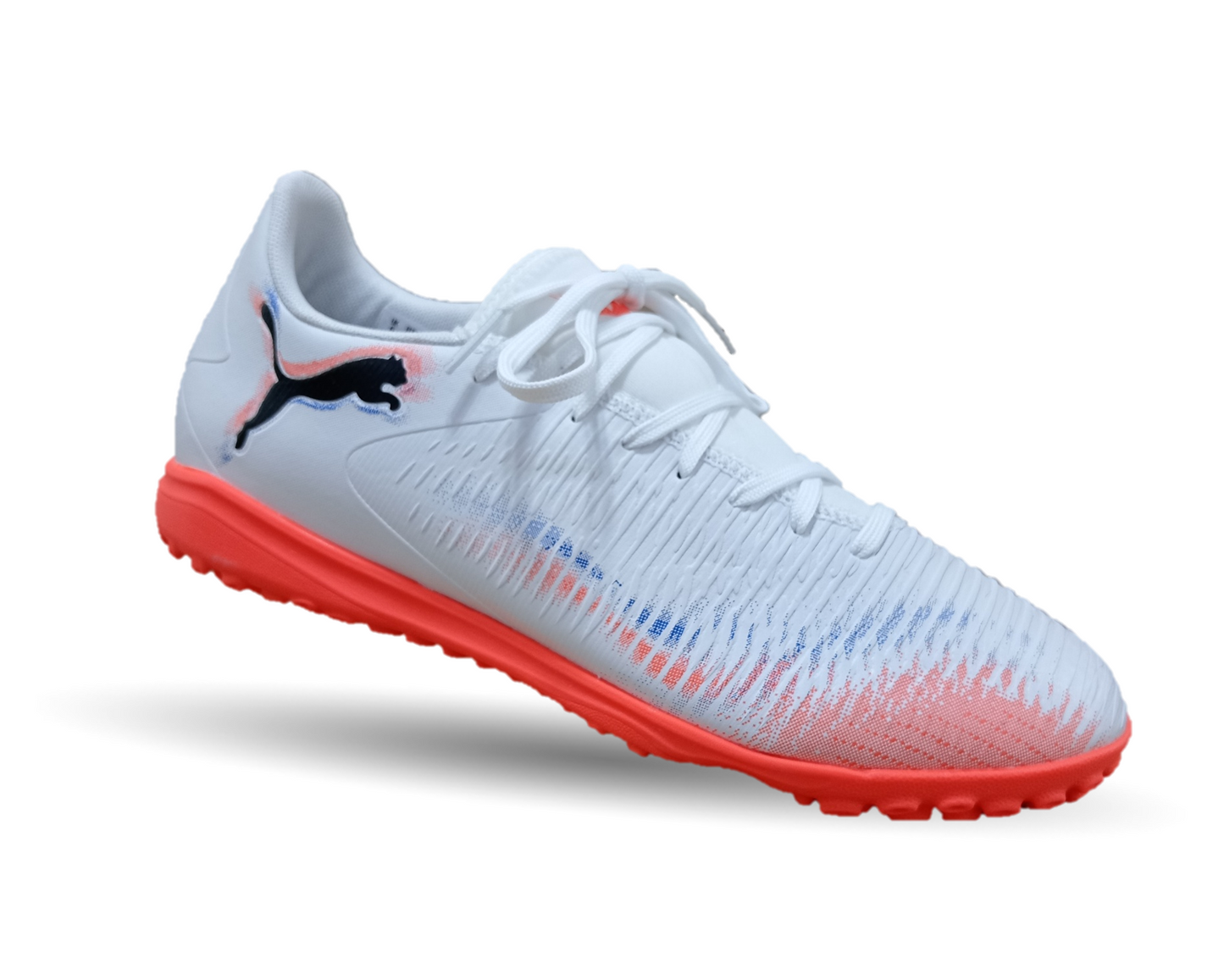 Tenis de Futbol con multitacos Puma 0501 Blanco/Negro/Naranja para hombre