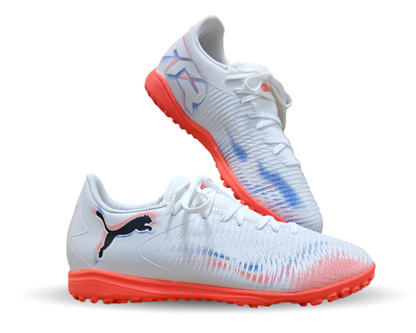 Tenis de Futbol con multitacos Puma 0501 Blanco/Negro/Naranja para hombre