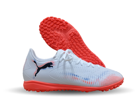 Tenis de Futbol con multitacos Puma 0501 Blanco/Negro/Naranja para hombre