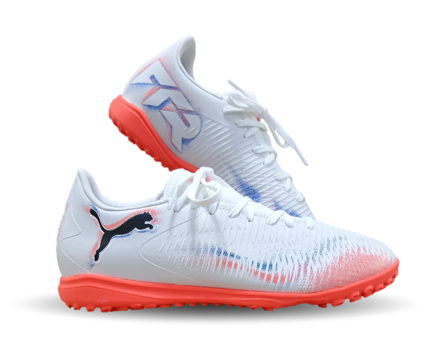 Tenis de Futbol con multitacos Puma 0501 Blanco/Negro/Naranja para hombre